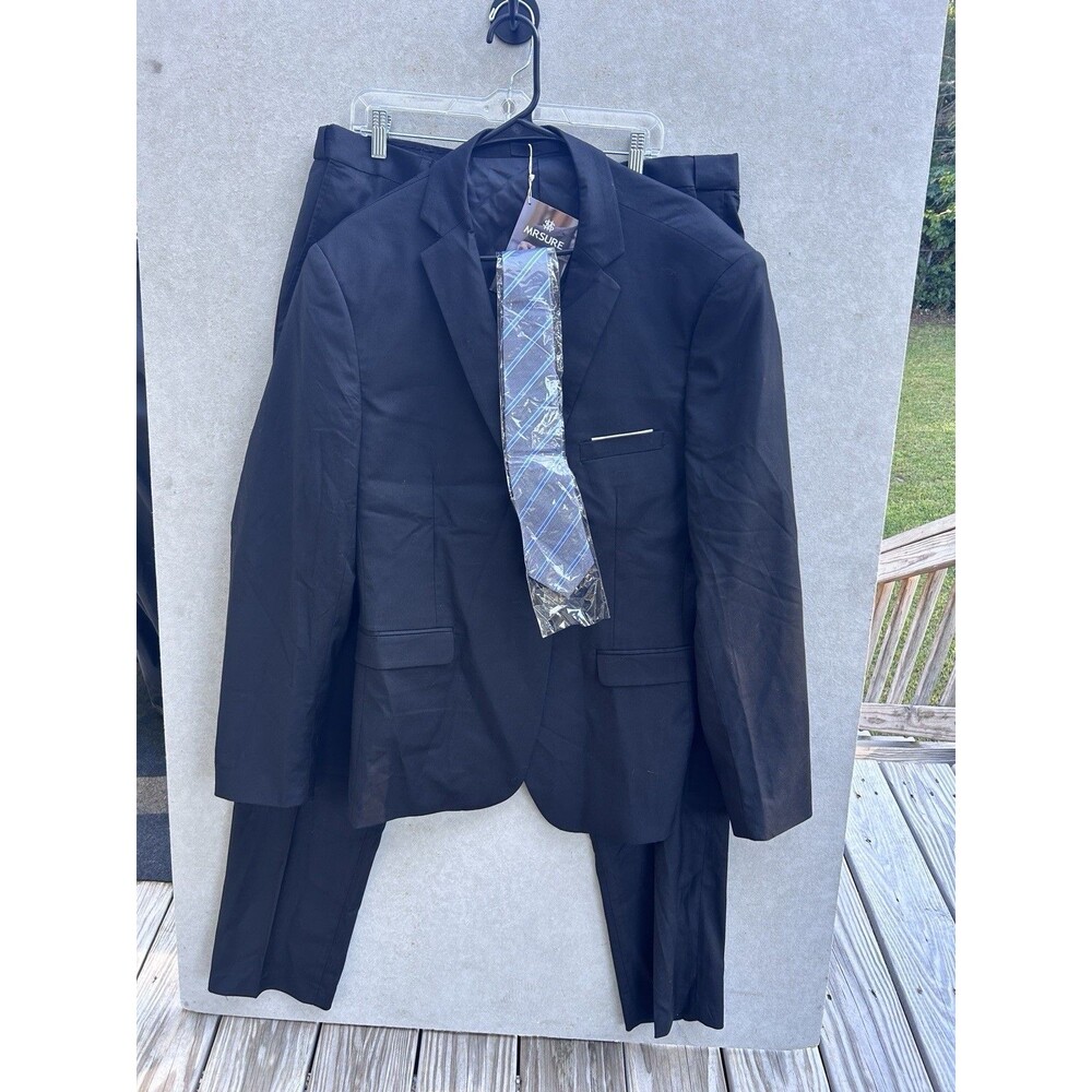 MRSURE 2 Piece Suit Bonus Tie Men’s  Black Size XXL NWT #522